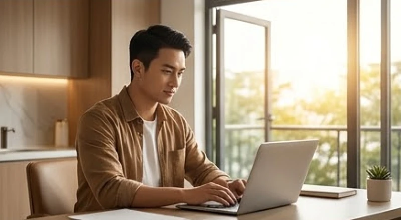 Canh Thìn 2000 mệnh gì: Giải mã Bạch Lạp Kim & cải vận mùa sinh 3 Nam giới tuổi rồng ngồi làm việc hướng ra cửa sổ đón ánh nắng sinh khí