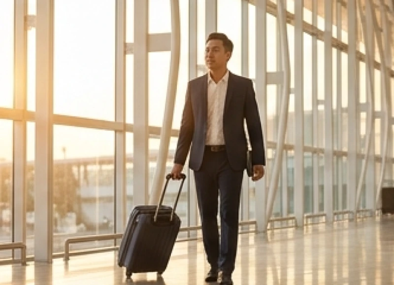 Nam giới xách vali đi công tác xa trong năm sao Kế Đô chiếu mệnh