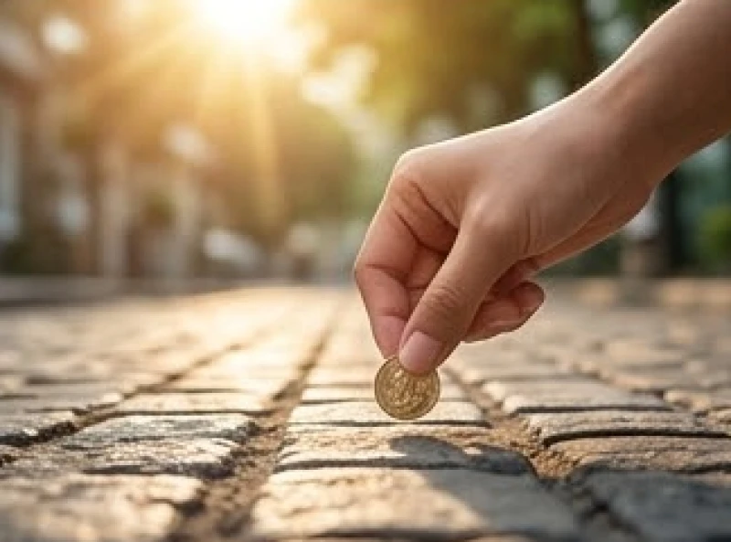 Hành động cúi xuống nhặt những đồng tiền lẻ mang lại niềm vui nhỏ và sự quy củ trong cuộc sống