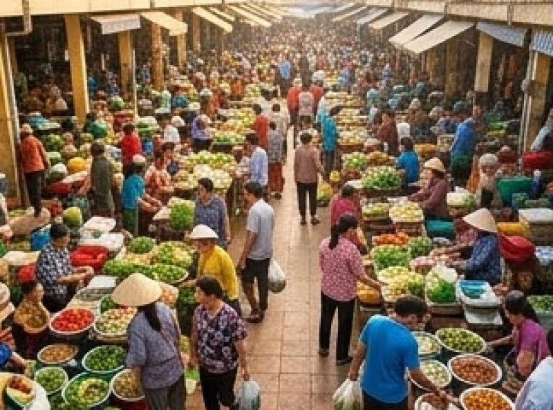 Mơ thấy đi chợ: Giải mã điềm báo tài lộc & bộ số may mắn 1 Toàn cảnh một khu chợ truyền thống nhộn nhịp người mua kẻ bán mang ý nghĩa chung về giấc mơ thấy đi chợ