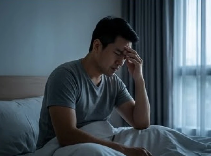 Nhật thực là điềm gì: Giải mã phong thủy, kiêng kỵ và giấc mơ 8 Người đàn ông nhíu mày xoa trán sau khi tỉnh dậy từ giấc mơ thấy bầu trời tối sầm