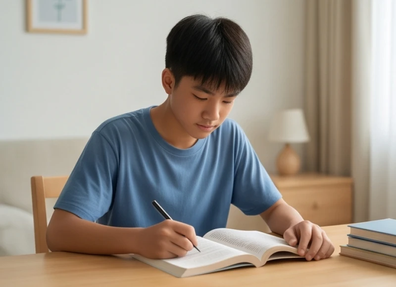 Tử vi tuổi Canh Dần 2010 năm 2027: cách dâng sao và vận ôn thi 1 Nam sinh tuổi Canh Dần 2010 tập trung ôn thi trong không gian học tập yên tĩnh