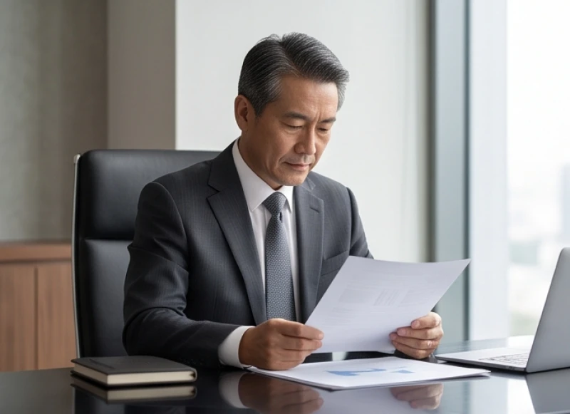 Người đàn ông chững chạc làm việc tập trung trong không gian văn phòng hiện đại