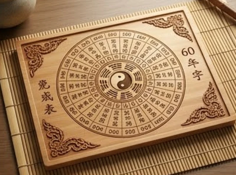 Tuổi Thìn mệnh gì: tra cứu nạp âm và quy tắc hóa giải 2 Bảng chu kỳ lục thập hoa giáp bằng gỗ khắc chữ nghệ thuật thể hiện các năm tuổi Thìn