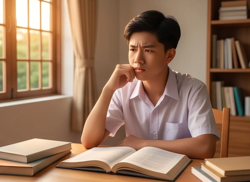 Tử vi tuổi Nhâm Thìn 2012 năm 2026: sao hạn và lịch thi cử 3 Nam sinh tuổi 15 đang suy tư trước những bài toán khó trong phòng học cá nhân