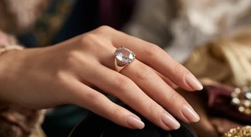Bàn tay đeo nhẫn phong thủy ở ngón trỏ và ngón áp út thể hiện nguyên tắc âm dương