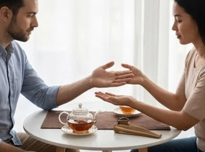 Người nam và người nữ xòe bàn tay để xem tướng số theo nguyên lý âm dương ngũ hành