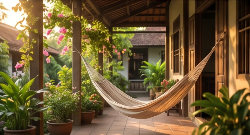 Mơ Thấy Nằm Võng: Điềm Báo, Hiện Tượng Giật Mình & Sổ Mơ 3 Cảnh nhịp đung đưa chậm rãi của chiếc võng trong nhà mang lại cảm giác an tâm và cuộc sống êm đềm