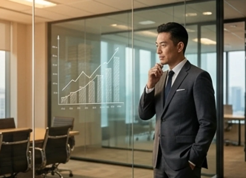 Sự nghiệp tuổi Thìn: định hướng ngành nghề chuẩn ngũ hành 2 Doanh nhân tuổi Thìn vạch định chiến lược trên bảng phân tích dự án tại phòng họp kính hiện đại
