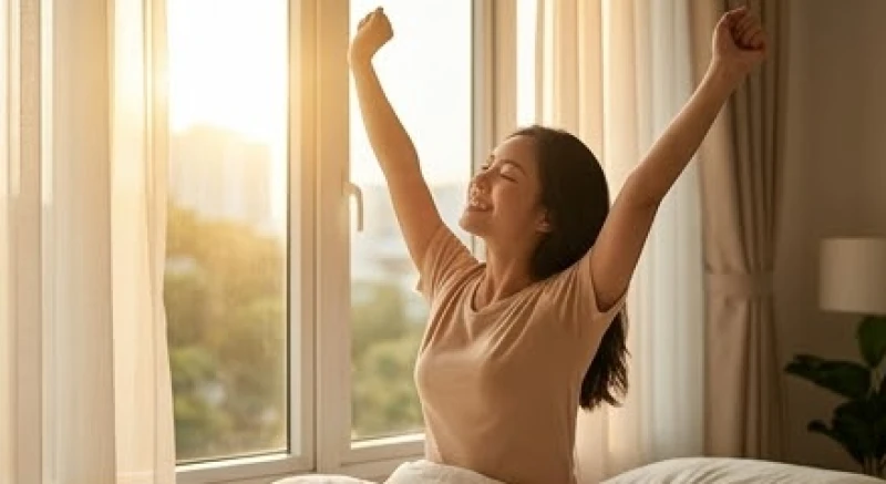 Mơ thấy máu kinh nguyệt của người khác: Điềm báo & con số 2 Cô gái vươn vai sảng khoái đón ánh nắng bình minh qua khung cửa sổ sau một giấc ngủ ngon