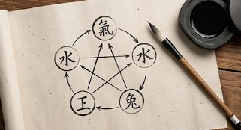 Tứ hành xung tuổi Dậu: Phân định mức độ kỵ theo từng nạp âm 3 Bảng ngũ hành nạp âm được viết bằng thư pháp trên giấy dó truyền thống cùng với bút lông và nghiên mực
