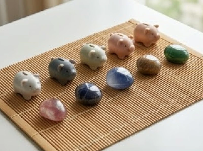Các vật phẩm phong thủy với đa dạng màu sắc đại diện cho các nạp âm ngũ hành của tuổi Hợi