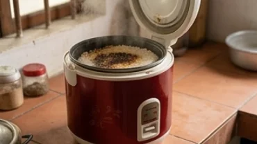 Nồi cơm điện bốc khói nghi ngút bốc mùi cháy khét, giải mã xem nấu cơm bị khê là điềm gì