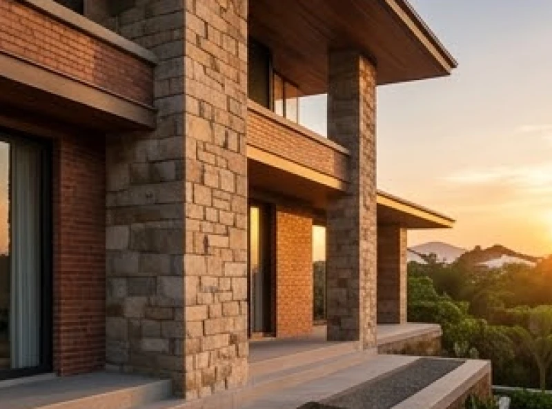 Cấu trúc gạch đá kiên cố của một ngôi nhà đẹp đại diện cho hành Thổ mạnh mẽ trong phong thủy