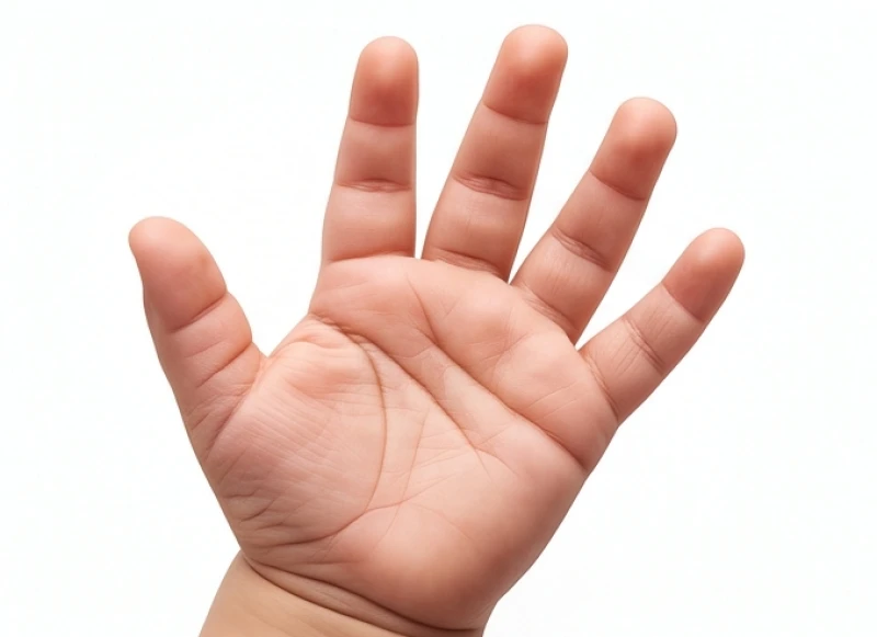 Lòng bàn tay trẻ nhỏ với các rãnh nếp gấp tự nhiên biểu hiện rõ quá trình vận động cơ học