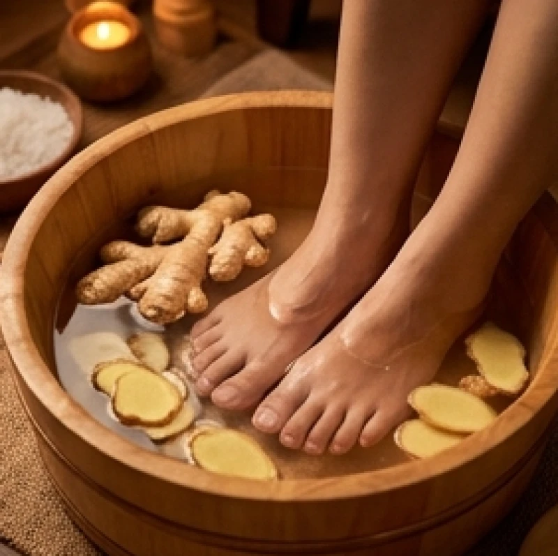 Ngứa và nhức trên cơ thể là điềm gì: Giải mã tâm linh và y khoa 8 Ngâm chân vào chậu nước ấm có gừng tươi để thư giãn các cơ bắp nhức mỏi
