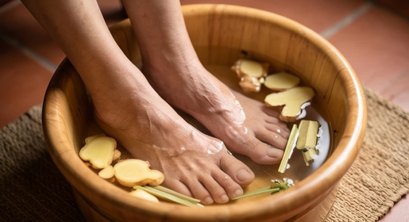 Ngâm chân bằng nước thảo dược ấm giúp đả thông kinh mạch và cải thiện giấc ngủ