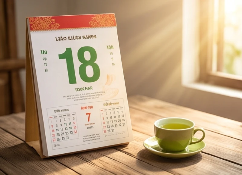 Cuốn lịch vạn niên mở ra ngày lành tháng tốt chuẩn bị cho lễ mở hàng