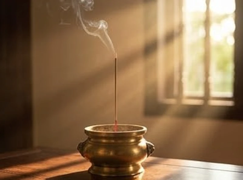 Văn khấn cầu con chuẩn nghi lễ: Cách sắm lễ và chọn ngày lành 4 Ánh nắng ban mai chiếu rọi qua làn khói hương trầm thanh tịnh trong không gian thờ tự