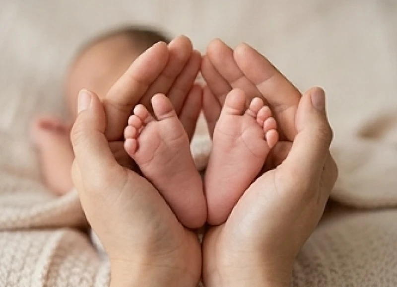 Tuổi Sửu sinh con tháng nào tốt: Đối chiếu ngũ hành từng tháng 8 Đôi bàn tay âu yếm ôm trọn đôi chân bé xíu của trẻ sơ sinh trong không gian ấm áp