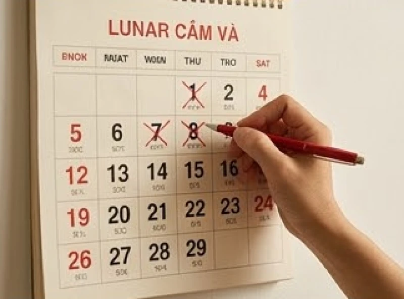 Chọn ngày tốt cho tuổi Thìn: Đối chiếu theo 5 nạp âm Can Chi 4 Đánh dấu gạch bỏ những mốc thời gian xấu trên cuốn lịch treo tường