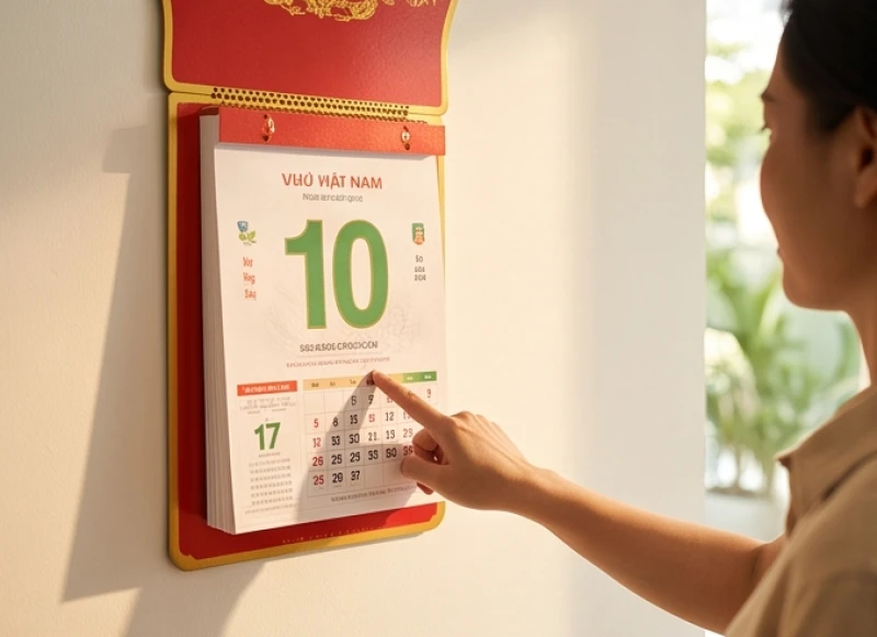 Cuốn lịch treo tường mộc mạc được đánh dấu những ngày tốt đẹp nhất trong năm
