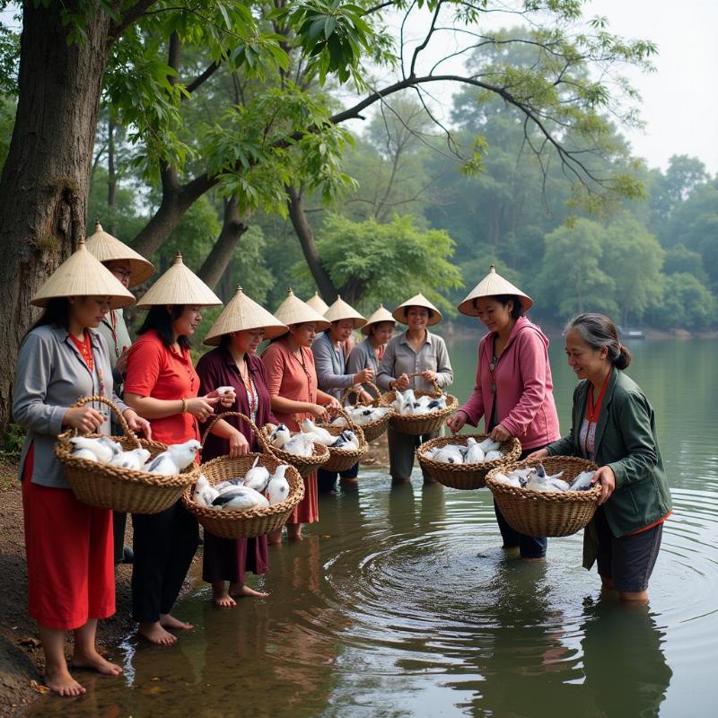 Người dân tham gia nghi lễ thả phóng sinh