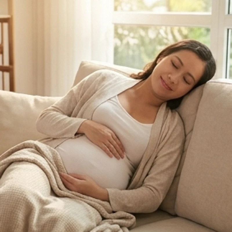 Mơ thấy rắn có bầu: Điềm báo theo tam cá nguyệt & sổ mơ 4 Thai phụ nhắm mắt nghỉ ngơi trên ghế sofa trong tam cá nguyệt đầu tiên để giảm thiểu căng thẳng và ốm nghén