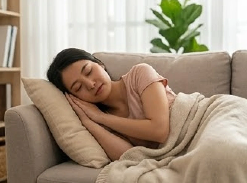 Mơ thấy người nhà chết: Điềm báo tâm linh & cách trấn an 8 Cô gái nằm nhắm mắt thư giãn trên ghế sofa để cơ thể được nghỉ ngơi sau chuỗi ngày làm việc căng thẳng