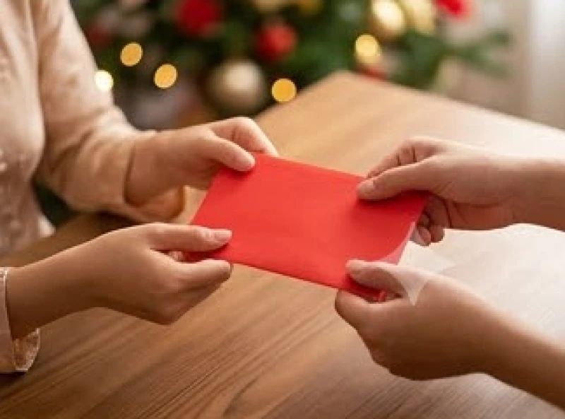 Người được mượn tuổi trao lại bao lì xì đỏ cho gia chủ sau khi hoàn thành các nghi thức cúng lễ
