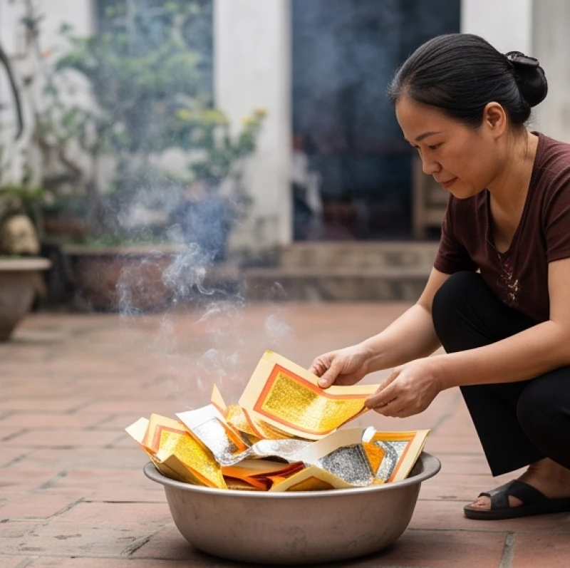 Văn khấn mùng 2 Tết: Trình tự bài cúng các ban đúng nghi lễ 9 Nghi thức đốt tiền vàng mã an toàn sau khi cúng tạ lễ vào ngày mùng 2 Tết