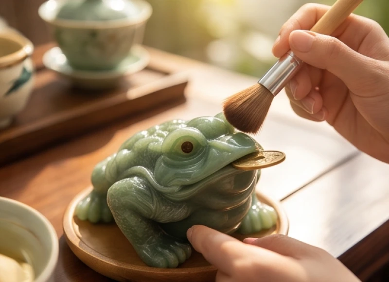 Thiềm Thừ Phong Thủy Tuổi Tỵ: Bảng Tra Ngũ Hành Và Hóa Giải 6 Đôi bàn tay cẩn thận dùng nước chè sạch vẩy nhẹ lên hai mắt của tượng Cóc ba chân