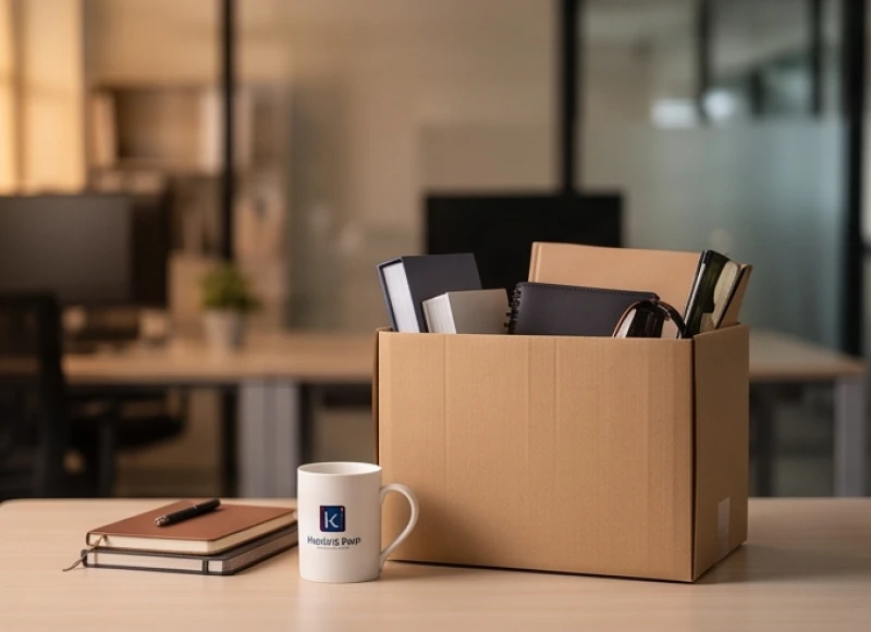 Mơ thấy công việc không thuận lợi: Điềm báo và số đẹp 4 Một chiếc thùng carton đựng đồ đạc cá nhân đặt gọn gàng trên chiếc bàn làm việc trống