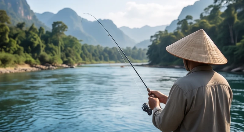 Mơ thấy đi câu cá: Giải mã điềm báo và sổ mơ con số may mắn 5 Người thợ câu thong thả buông cần bên khúc sông rộng lớn với mặt nước trong xanh phẳng lặng