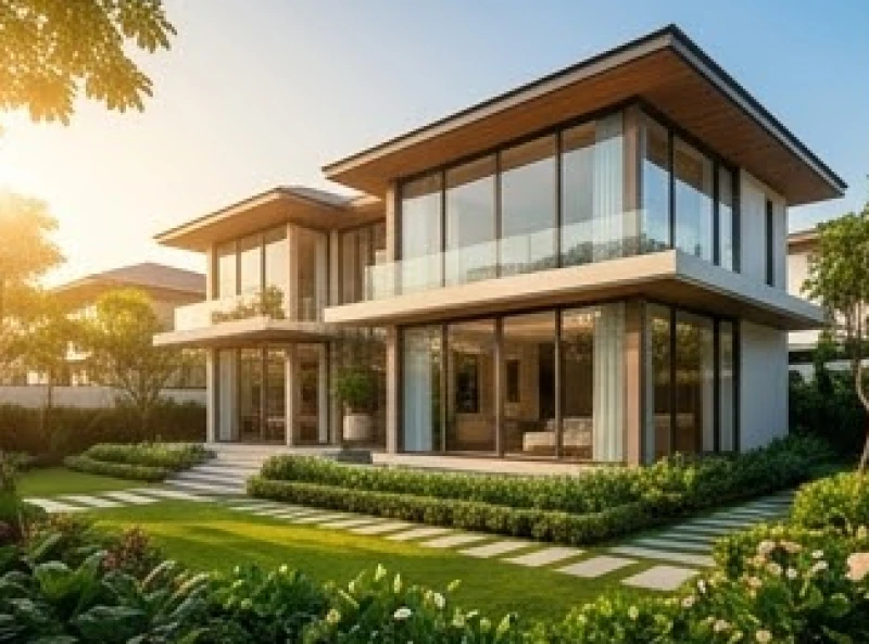 Ngôi nhà đẹp với thiết kế hiện đại tượng trưng cho sự an định tài chính và bình an gia đạo
