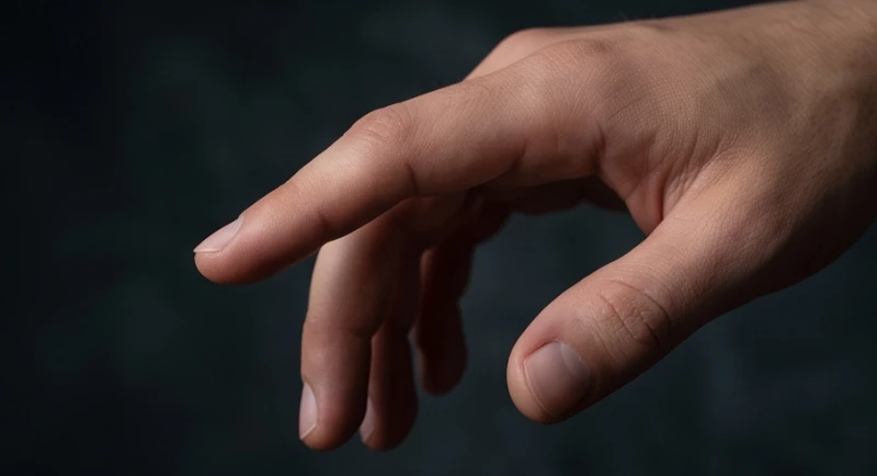 Bàn tay có ngón trỏ bị cong tự nhiên và nghiêng hẳn về phía ngón tay giữa