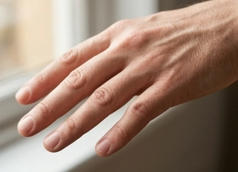 Bàn tay có ngón út cong nhẹ về phía ngón áp út do phân bổ dây chằng tự nhiên