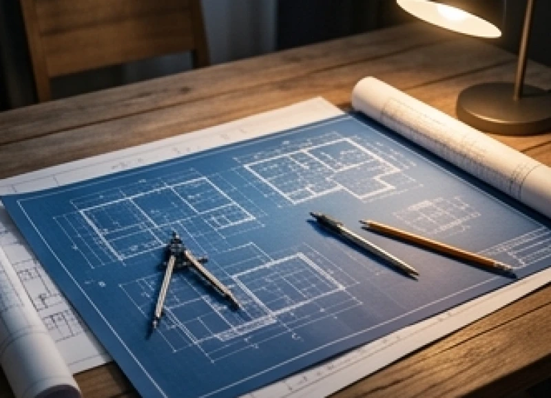 Bản vẽ kỹ thuật và công cụ làm việc tượng trưng cho sự lựa chọn nghề nghiệp theo ngũ hành
