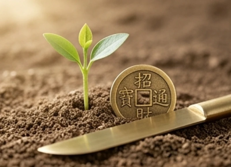 Biểu tượng lưỡi dao kim loại cản trở sự vươn lên của mầm cây mộc đại diện cho tàng can