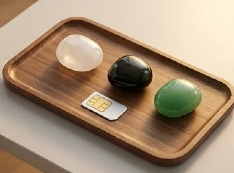 Sim phong thủy tuổi Mùi: Định mức ngân sách và tự luận Kinh Dịch 6 Ba viên ngọc mang màu sắc đại diện cho các mệnh Kim, Thủy và Mộc được đặt cạnh nhau trên một khay gỗ sang trọng