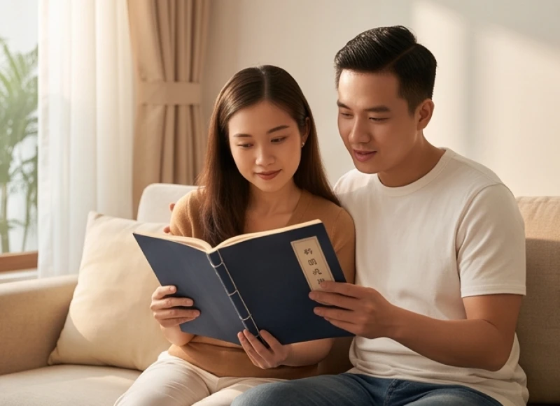 Tuổi Tý hợp sinh con tuổi gì: bộ quy tắc ngũ hành và hóa giải 3 Bố mẹ đang cùng nhau xem lịch vạn niên để đối chiếu ngũ hành và thiên can địa chi
