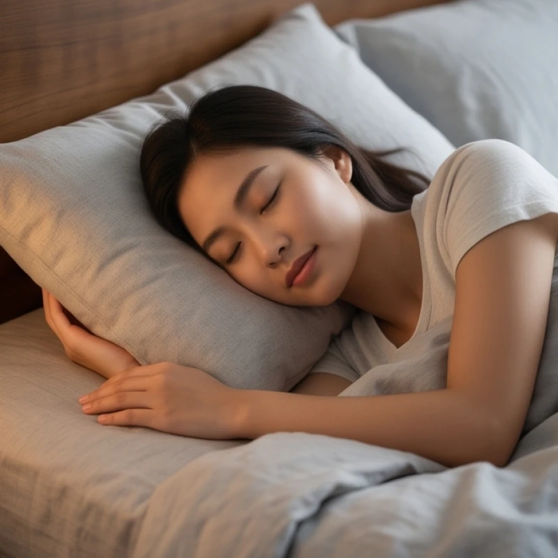 Mơ thấy người thân: Giải mã điềm báo, cách ứng phó & số may mắn 2 Một người phụ nữ đang ngủ với nét mặt thanh thản, tượng trưng cho giấc mơ mang lại sự bình yên và viên mãn về gia đạo