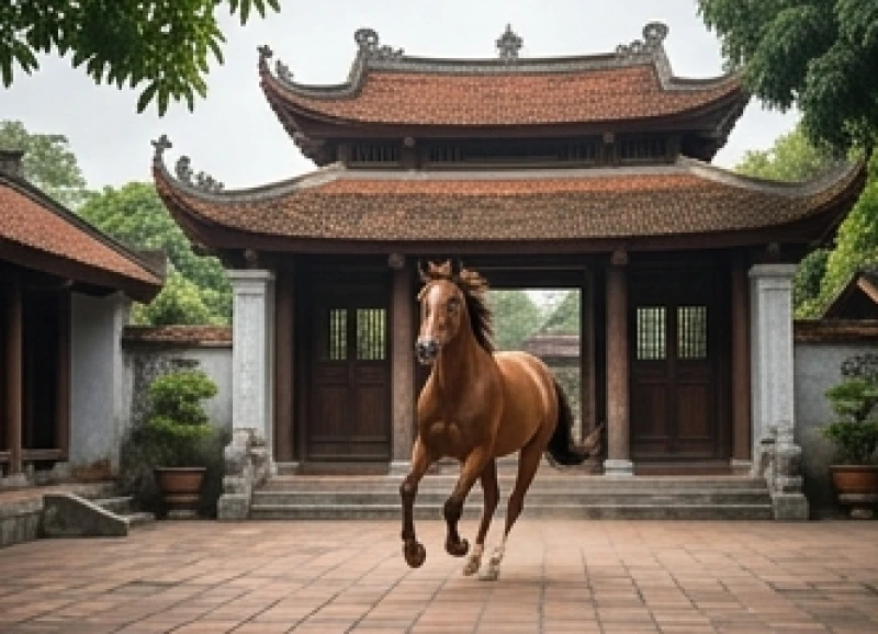 Mơ thấy ngựa chạy: Giải mã bối cảnh, tâm lý & con số 3 Con ngựa lao nhanh từ trong sân nhà ra ngoài cổng, tượng trưng cho những cảnh báo thất thoát tài lộc cần lưu tâm