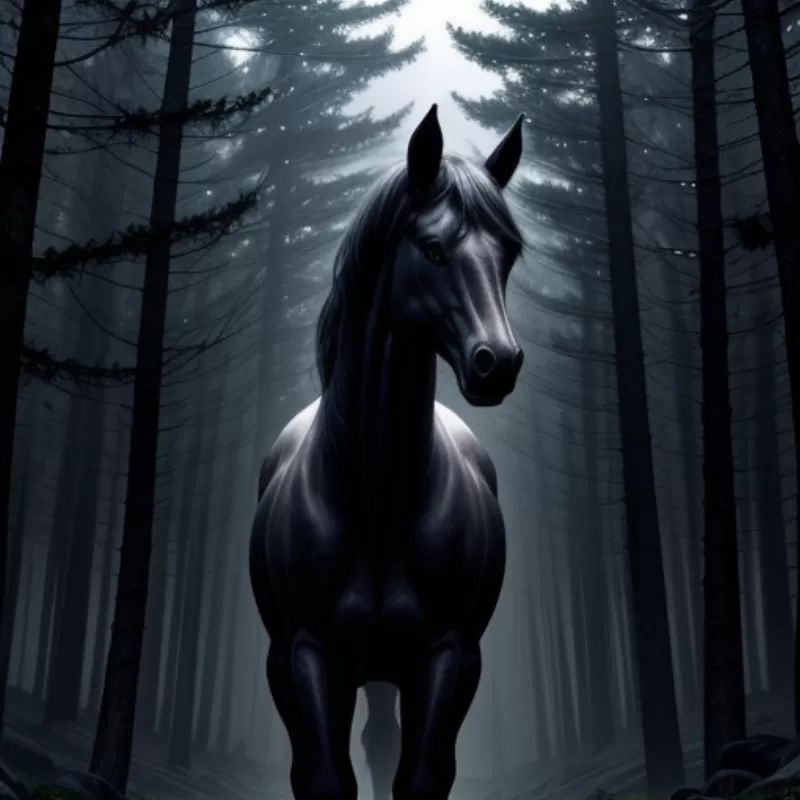 Black Horse in a Mysterious Atmosphere