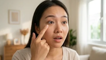 Người phụ nữ quan sát nhãn cầu để đoán xem ngứa mắt phải là điềm gì hay bệnh lý
