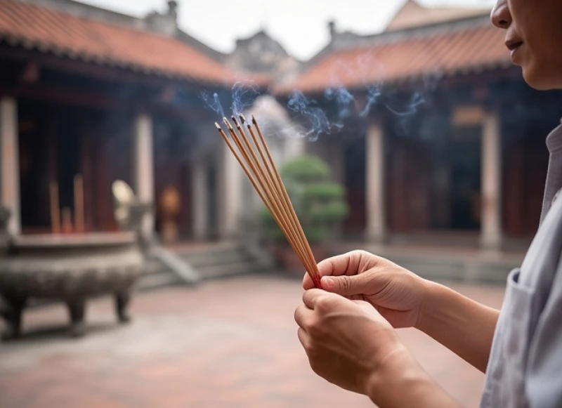 Tín chủ chắp tay thành kính tấu trình văn khấn xin lộc Cô Chín để cầu bách bệnh tiêu trừ