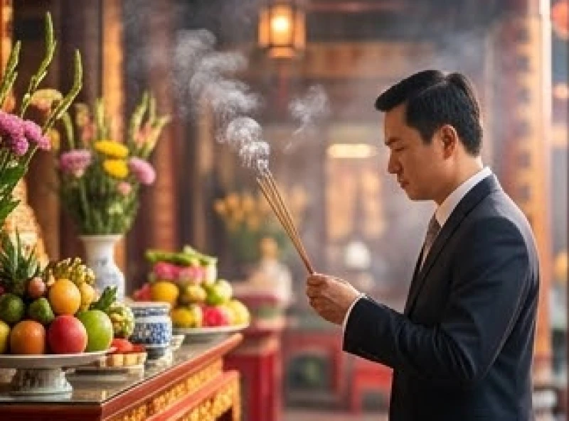 Người dân thành tâm thắp hương xin lộc buôn bán và làm thủ tục vay vốn tâm linh tại Đền Bà Chúa Kho
