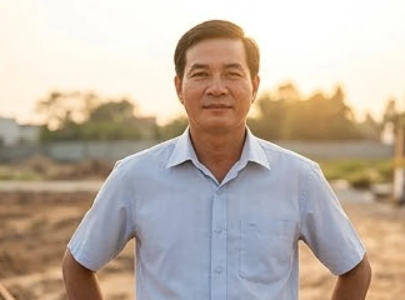 Người đàn ông lớn tuổi khỏe mạnh được chọn để đại diện gia chủ làm lễ động thổ