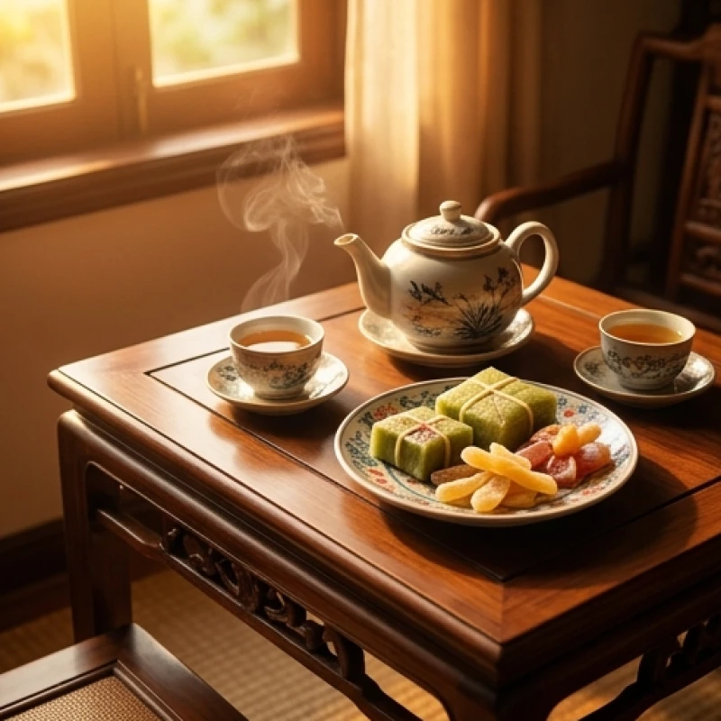 Tuổi Dần kiêng gì trong ngày Tết: chuẩn xác theo nạp âm 14 Bàn trà ngày Tết bày biện tươm tất sẵn sàng tiếp đãi những vị khách mang nạp âm tương sinh