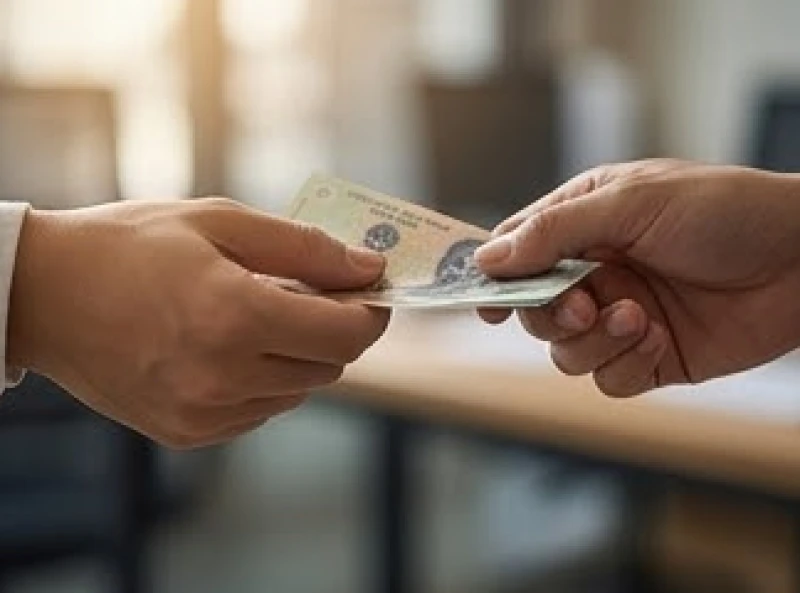 Bàn tay ẩn danh đang trao những tờ tiền lẻ tượng trưng cho cơ hội hoặc may mắn bất ngờ